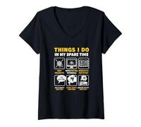 Mujer Cosas Que Hago en mi Tiempo Libre: Tejer a Ganchillo Camiseta Cuello V
