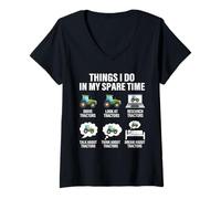 Mujer Cosas Que Hago en mi Tiempo Libre Tractor Farm Funny Farmer Camiseta Cuello V