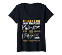 Mujer Cosas Que Hago en mi Tiempo Libre Viajar Turista Camiseta Cuello V