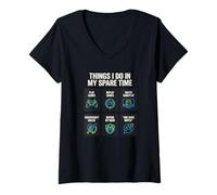 Mujer Cosas Que Hago en mi Tiempo Libre Videojuegos Camiseta Cuello V