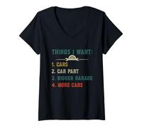 Mujer Cosas Que Quiero en mi Vida Parte del Coche Garaje más Grande Más Coche Camiseta Cuello V