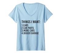 Mujer Cosas Que Quiero, repuestos y Garaje, Funny Car Guy Camiseta Cuello V