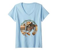Mujer Coser Gato Acogedor Acolchado Craft Lover Vintage ronroneos diseño Camiseta Cuello V