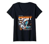 Mujer Cosmic Esport Alien Gamer Desde el Espacio Exterior a los reinos virtuales Camiseta Cuello V
