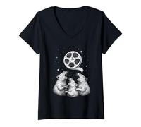 Mujer Cosmic Rat Choir Under Film Reel Moon Cinema Camiseta Cuello V