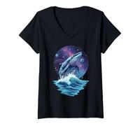 Mujer Cosmic Whale Tail Ocean Endless Galaxy Dream Camiseta Cuello V