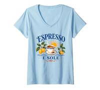 Mujer Costa de Amalfi Italia Espresso E Sole Italiano Verano Camiseta Cuello V