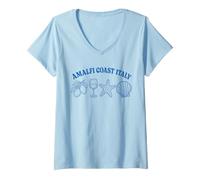 Mujer Costa de Amalfi, Italia, Vacaciones de Verano, Playa, Recuerdo Camiseta Cuello V