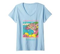 Mujer Costa de Amalfi Souvenir Italia costiera Italiana amalfitana Camiseta Cuello V