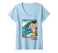 Mujer Costa de Amalfi Souvenir Italia costiera Italiana amalfitana Camiseta Cuello V