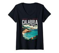 Mujer Costa oceánica de Calabria, Italia Camiseta Cuello V