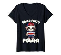 Mujer Costa Rica Gallo Pinto Food Lover Perezoso Camiseta Cuello V