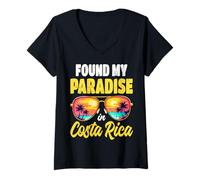Mujer Costa Rica Paradise Gafas de Sol Familiar Vacaciones Viajes Camiseta Cuello V