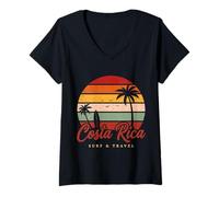 Mujer Costa Rica Vintage Camiseta Cuello V