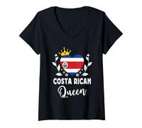Mujer Costa Rican Queen Costa Rica Flag Proud Costa Rican Woman Camiseta Cuello V