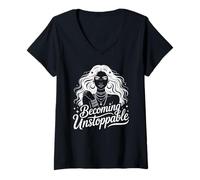 Mujer Cotización de motivación poderosa para Convertirse en imparable Camiseta Cuello V