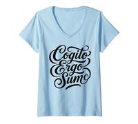 Mujer Cotización de Pensador filósofo Latino de Cogito Ergo Sum Camiseta Cuello V