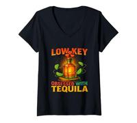 Mujer Cotización discreta obsesionada con el tequila Camiseta Cuello V