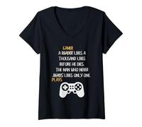 Mujer Cotización Gamer Lives A Thousand Lives Camiseta Cuello V