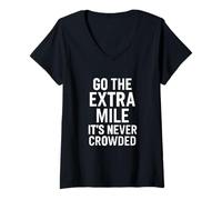 Mujer Cotización Motivacional Go The Extra Mile Camiseta Cuello V