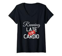 Mujer Cotizaciones De Bienes Raíces Graciosas. Correr tarde es mi cardio Camiseta Cuello V