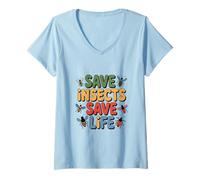 Mujer Cotizaciones de Insectos Guerreros ecológicos salvan Insectos salvan Vidas Camiseta Cuello V