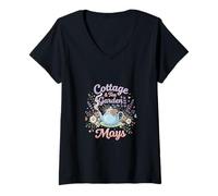 Mujer Cottage Tea Garden Days Floral Cozy Diseño estético Camiseta Cuello V