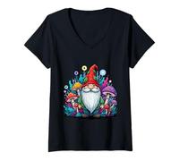 Mujer Cottagecore Festival de Hongos estéticos Gnomin de Cultivo de Hongos Camiseta Cuello V