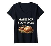 Mujer Cottagecore Pan Hornear Cozy Farm Kitchen Slow Living Camiseta Cuello V