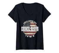 Mujer Council Bluffs Iowa, Bandera Americana Vintage Camiseta Cuello V