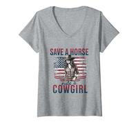Mujer Country Concert Rodeo CowGirls Cowboys. Save a Horse Ride a Camiseta Cuello V