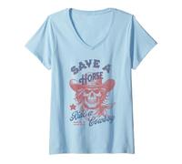 Mujer Country Concert Rodeo CowGirls Cowboys. Save a Horse Ride a Camiseta Cuello V