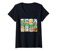 Mujer Country Farm Fair Baseball American Art Camiseta Cuello V