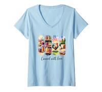 Mujer Country Farm Fresh Pantry Gallo Sol de la mañana Camiseta Cuello V