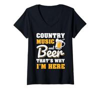 Mujer Country Music and Beer That's Why Funny Drinking Team Beer Camiseta Cuello V