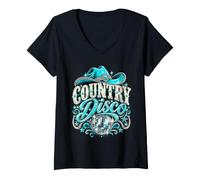 Mujer Country Y Disco Conciertos de Baile Música Occidental Camiseta Cuello V
