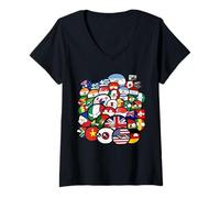 Mujer Countryballs Foto de Grupo de Naciones Camiseta Cuello V
