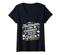 Mujer Cousin Crew, soy multitarea, cocino coordinada y árbitro Camiseta Cuello V