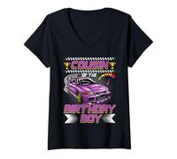 Mujer Cousin of The Birthday Boy Race Car Party Family Matching Camiseta Cuello V