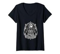 Mujer Coven of Nine Lives, diseño gótico de Gatos Negros y Lunares Camiseta Cuello V