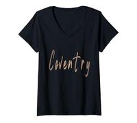 Mujer Coventry Inglaterra Diseño Elegante Vintage Camiseta Cuello V