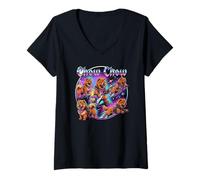 Mujer Cow Cow Dog Dogstar 80s Rock Music Rockstar Ilustración Camiseta Cuello V