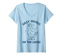 Mujer Cowboy Goose Silly On The Loose Funny Animal Hombres Mujeres Niños Camiseta Cuello V