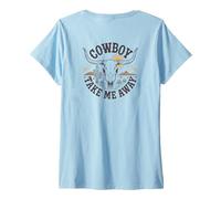 Mujer Cowboy Take Me Away Funny Cowgirl Country Western Cow Skull Camiseta Cuello V