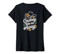 Mujer Cowboy Take Me Away Funny Cowgirl Country Western Cowboy Hat Camiseta Cuello V