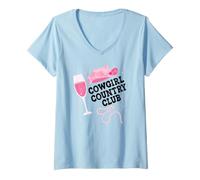 Mujer Cowgirl Country Club Pink Cowboy Outfits Bachelorette Party Camiseta Cuello V