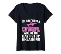 Mujer Cowgirl Siempre Orgullo del Oeste Camiseta Cuello V