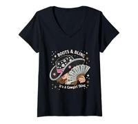 Mujer Cowgirls Boots & Bling It's a Cowgirl Thing Western Art Camiseta Cuello V