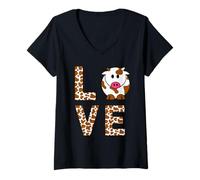 Mujer Cowprint Brown Cow Print Patrón en Blanco y Negro Animal de Granja Camiseta Cuello V