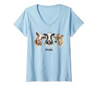 Mujer Cows Moo Granja Animal Divertido Amante De La Vaca Divertido Moo Camiseta Cuello V